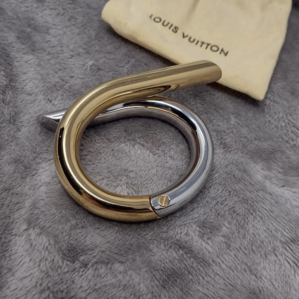 Louis Vuitton MP1516 Twist Bracelet Runway Gold‎ Palladium Hinge RARE Authentic